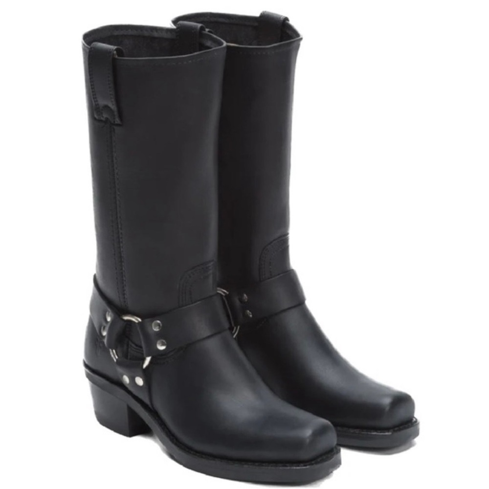 Frye Black Leather Harness Boots 12R Boots